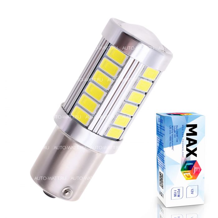 Светодиодная лампа P21W 1156 – Max-Road 33Led Линза 13W Белая