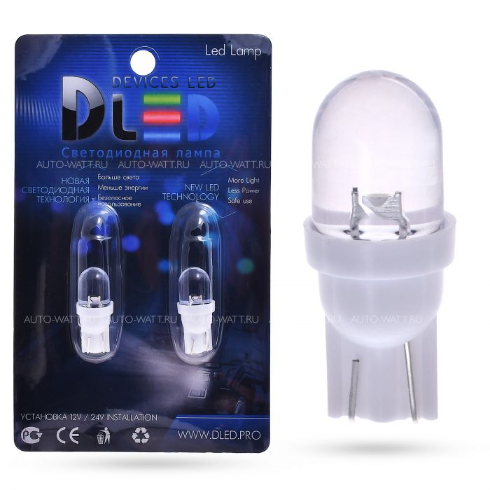 Светодиодная лампа T10 W5W – 1 Dip-Led 0.1W Капля