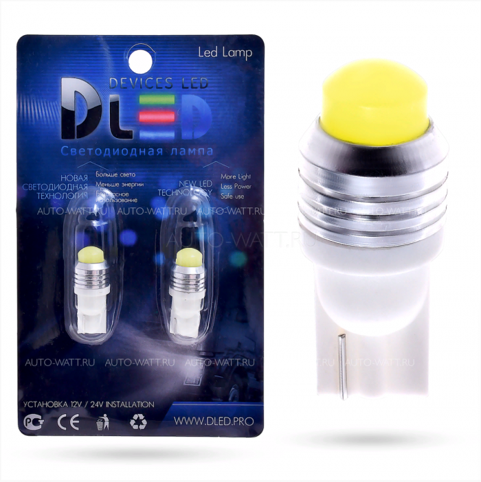 Светодиодная лампа T10 W5W – 1 COB 360 3W