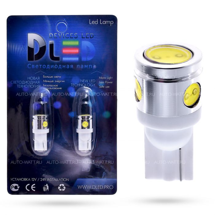 Светодиодная лампа T10 W5W – 1 High-Power+3 mini High-Power 2.5W