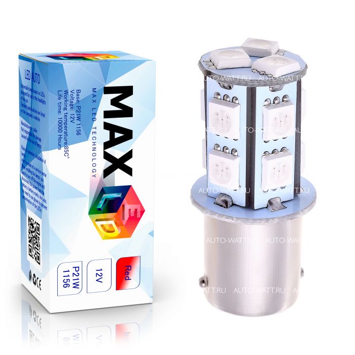 Светодиодная лампа P21W 1156 – 13 SMD5050 3.12W Красная