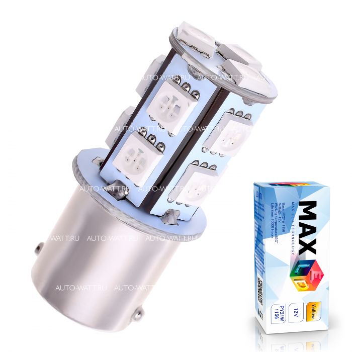 Светодиодная лампа P21W 1156 – 13 SMD5050 3.12W Желтая